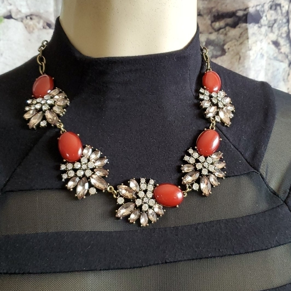 New Mixit clear & red rhinestone necklace